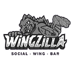 King of the wings Wingzilla black and white logio